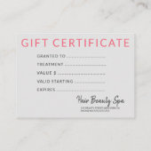 Salon de cheveux gris argent certificat cadeau de  (Dos)