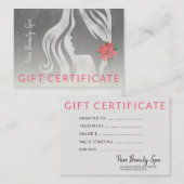 Salon de cheveux gris argent certificat cadeau de  (Devant / Derrière)