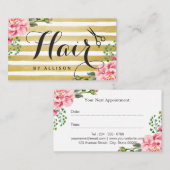 Salon de coiffure Carte de rendez-vous Gold Stripe (Devant / Derrière)