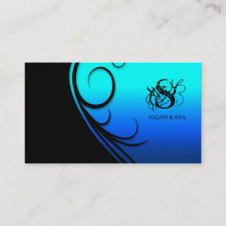Salon de coiffure Carte de visite Swirl Blue Black
