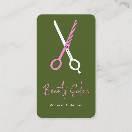 Salon de coiffure de beauté Carte de visite vert c (Devant)