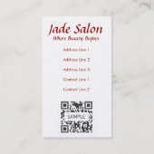 Salon de coiffure de modèle de carte de visite (Dos)