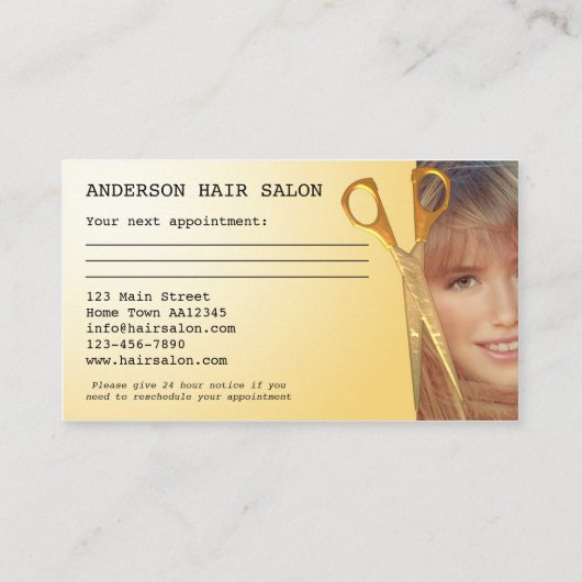 Salon de coiffure moderne Carte de visite de rende (Dos)