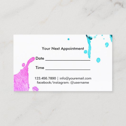 Salon de coiffure moderne Watercolor Rendez-vous (Dos)