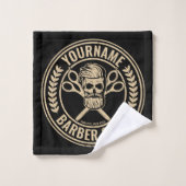 Salon de coiffure personnalisé Skull Rockabilly (Gant de toilette)