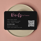 Salon de l'artiste du clou rose noir Code Qr Carte