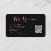 Salon de l'artiste du clou rose noir Code Qr Carte (Dos)