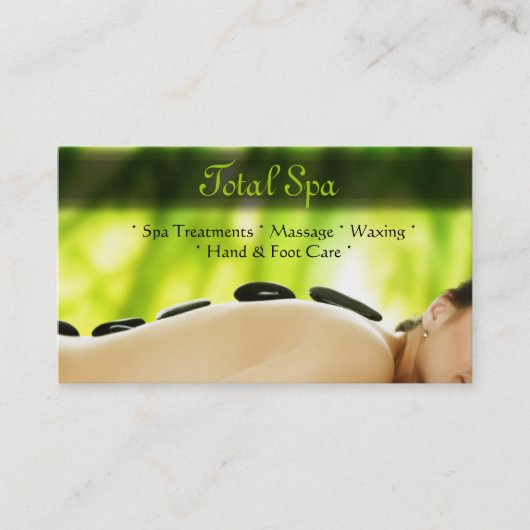 Salon de massage spa Carte de visite Green Rocks (Devant)