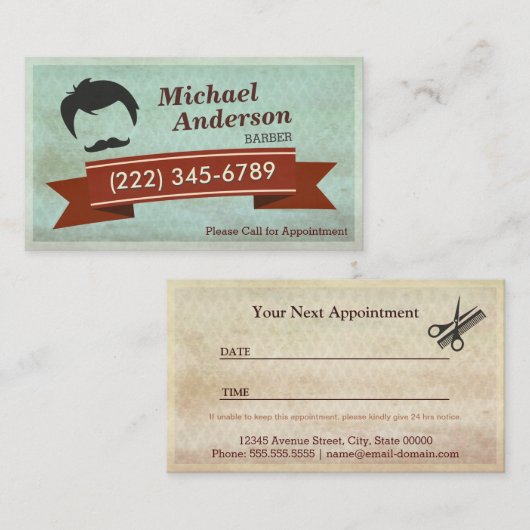 Salon de salon de coiffure - Carte de rendez-vous  (Devant / Derrière)