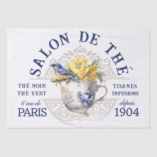 Salon de Thé Tearoom Franse ontkoppeling van vogel Tissuepapier (Voorkant)