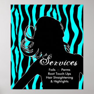 Salon des cheveux affiches Femme Blue Zebra