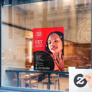 Salon Diensten Bewerkbare Aangepaste Raamfolie Raamsticker