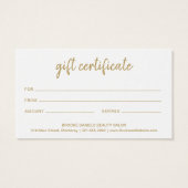 Salon Elegant Business Gold Certificat cadeau (Dos)