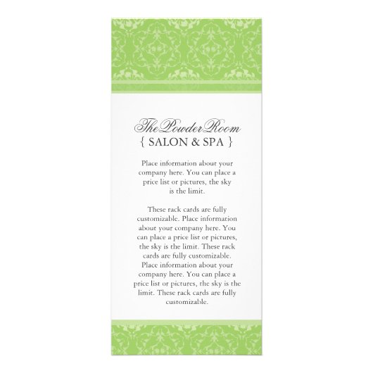 Salon élégant et élégant et carte en rack Spa (Devant)