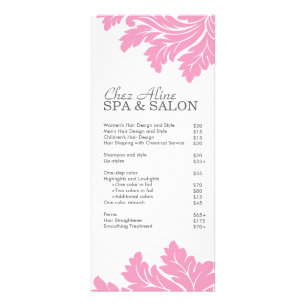 Salon en Spa prijslijst en rack Kaart