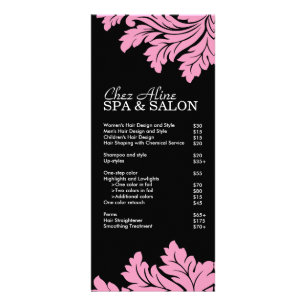 Salon en Spa prijslijst en rack Kaart