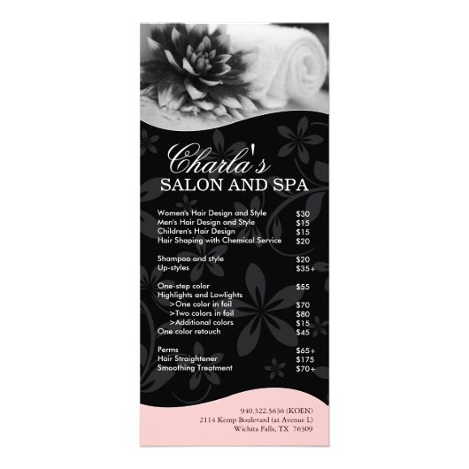 Salon en Spa Service Menu (Voorkant)