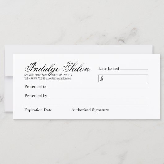 SALON- EN SPA-VERKLARING (Achterkant)