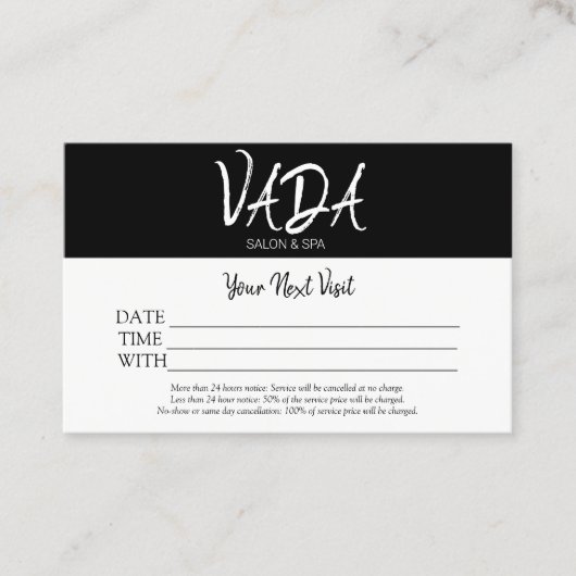 Salon et Spa des cartes de rendez-vous (Devant)