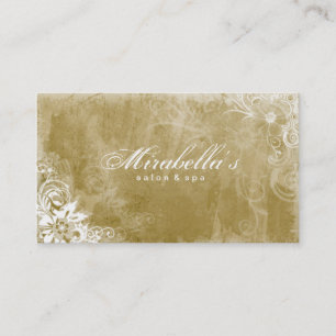 Salon Floral Spa Carte de visite Grunge Gold W