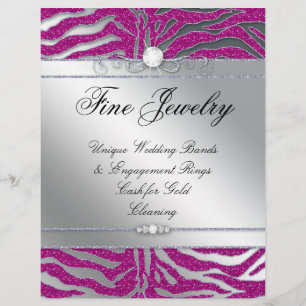 Salon Flyer Jewelry Hair Nail Zebra Glitter Pink