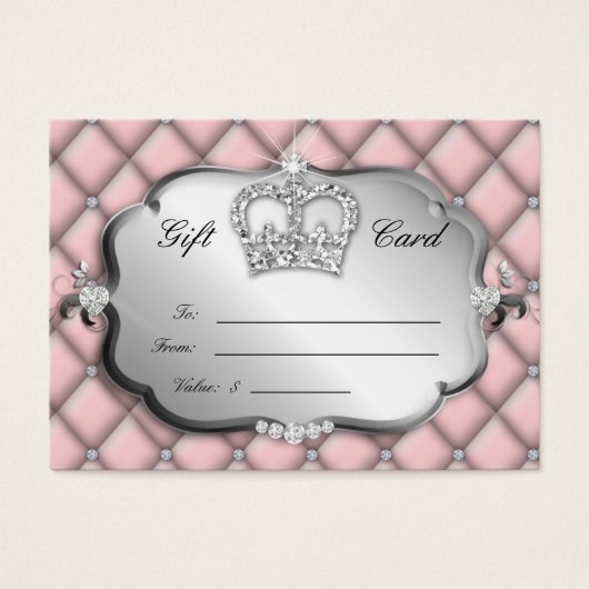 Salon Gift Card Tufted Diamond Crown Visitekaartjes (Voorkant)