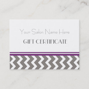 Salon Gift Certificate Paars Gray Chevron Kortingskaartje