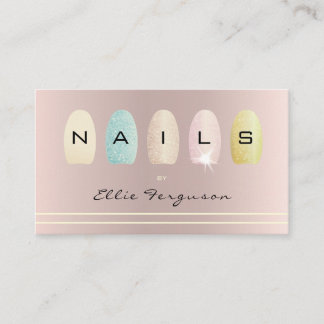 Salon Glitter Ombre Roos Gold, technicus Nail Visitekaartje