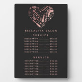 Salon Gold Heart rose Prix Menu Plaque (Devant)