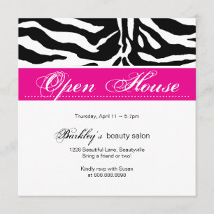 Salon Invitation Open House en Zebra Roze Kaart