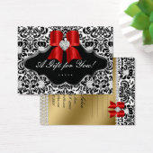 Salon Jewelry Gift Kaart Bow Floral Damask Red Blk (Bureau)