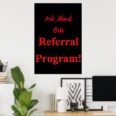 Salon Kapperszaak Posters Referral Program Rood (Thuiskantoor)
