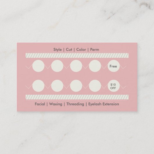 Salon Loyalty Visitekaartje Punch Card (Achterkant)