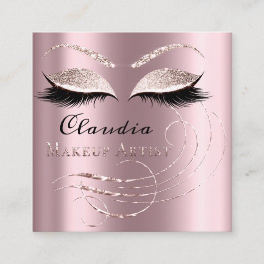 Salon Makeup Artist Appointment Roze Rose Vierkante Visitekaartje (Voorkant)