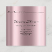 Salon Makeup Artist Appointment Roze Rose Vierkante Visitekaartje (Achterkant)
