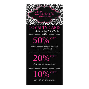 Salon Marketing Cards Damask Pink Floral Reclamekaart