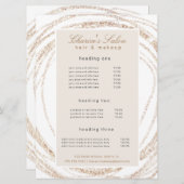 Salon Modern Faux Gold abstract Elegante Prijs Kaa Menu (Voorkant / Achterkant)