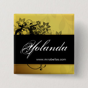 Salon Name Tag Button Brooch gold butterfly 3