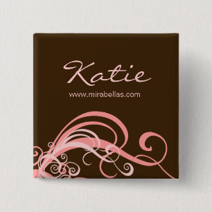 Salon Name Tag Button Brooch roze zirls