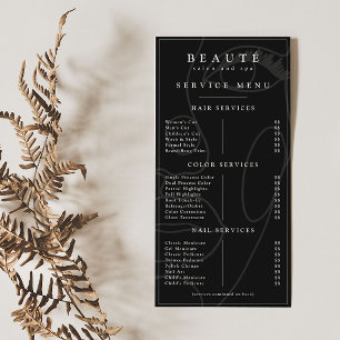 Salon noir minimaliste moderne / Service Spa Menu