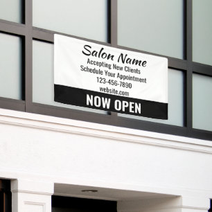 Salon nu geopend nieuwe cliënten ontvangen Afspraa Spandoek