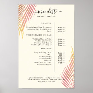 Salon Palm, bladig, Prijslijst Poster