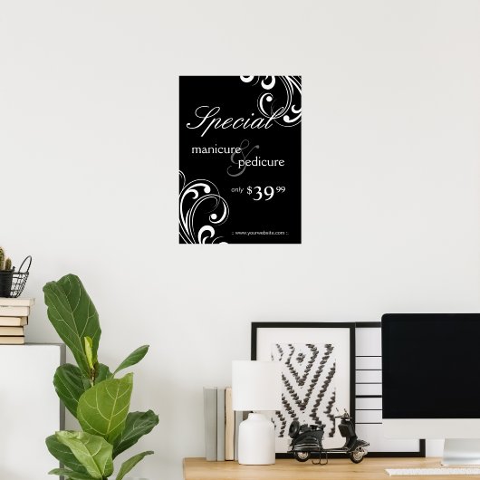 Salon Poster Spa Black & White Swirls (Thuiskantoor)