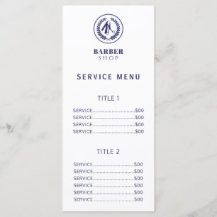 Salon pour hommes simple menu de prix de service n