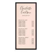 Salon Prijs Service Lijst Elegante Roze Roos Kleur Reclamekaart (Voorkant)