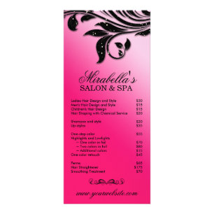 Salon Rack Card Jewelry Leaf Floral Black Pink Reclamekaart