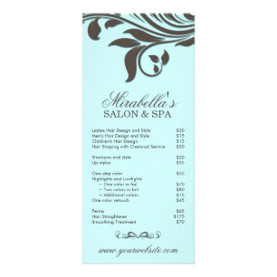 Salon Rack Card Spa Leaf Floral Blue Brown Reclamekaart