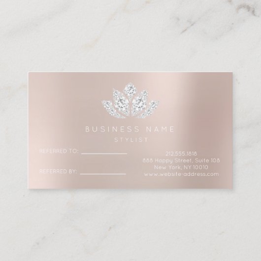 Salon Reference Kaart Blush Powder Pin Diamond Lot (Achterkant)