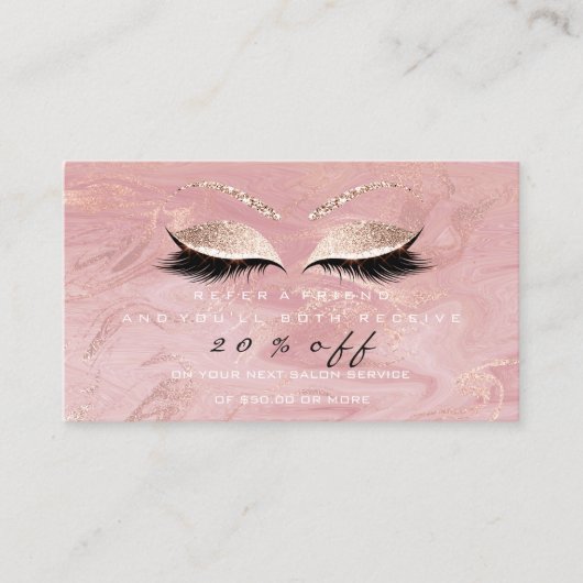 Salon Reference Kaart Pink Makeup Lashes Marble (Voorkant)