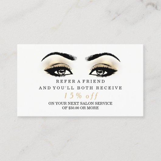 Salon Referral Kaart Glitter Esthetician Lashes (Voorkant)
